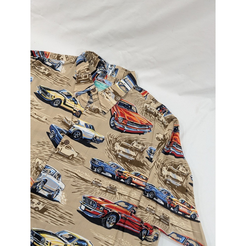VINTAGE Reyn Spooner Shirt Mens XL AOP Cars Button Up Ford Mustangs Boss 302